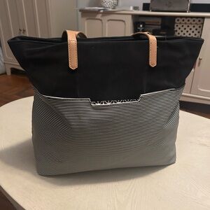Miztique Black and Tan Striped Tote Bag